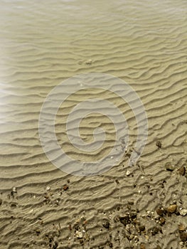 Sand shallow water,ÃÂ waves pattern on sand under the water